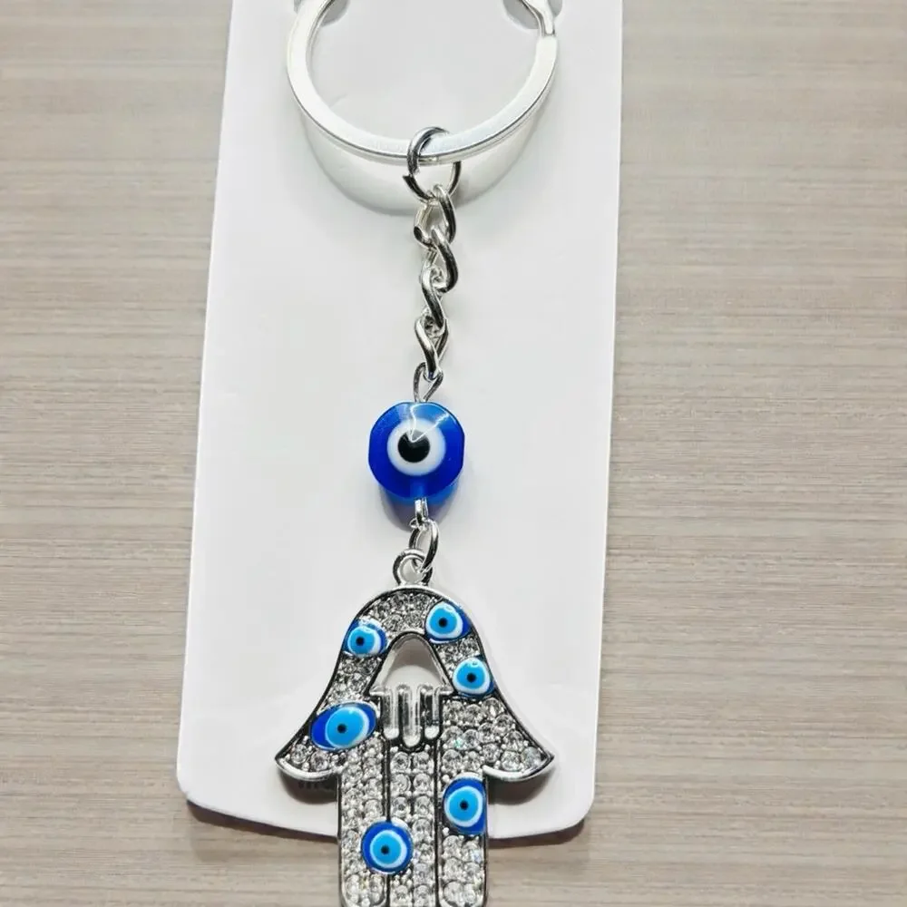 Silver and‎ Blue Evil Eye Key Holder